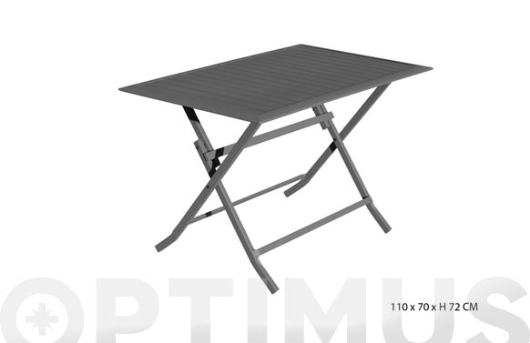 Mesa rectangular plegable aluminio gris antracita 110x70 cm