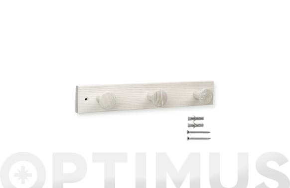 COLGADOR FRESNO 3 POMOS   BLANCO 360 X 6