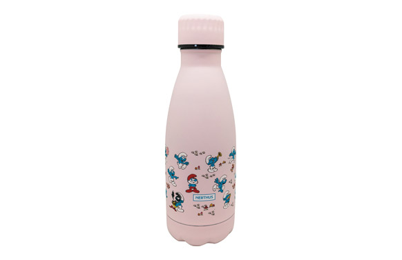 Botella inox termo decorada 350 ml - pitufos rosa