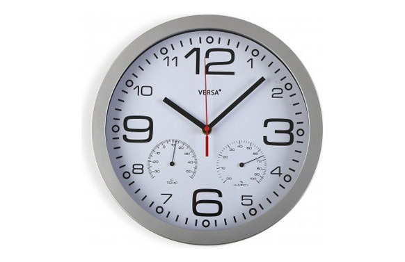 Reloj pared redondo termometro/higrometro ø30 cm - blanco