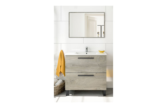 MUEBLE BAÑO 80 CM + ESPEJO ATHENA ROBLE ALASKA 80 X 80 X 45 CM 305422C 3
