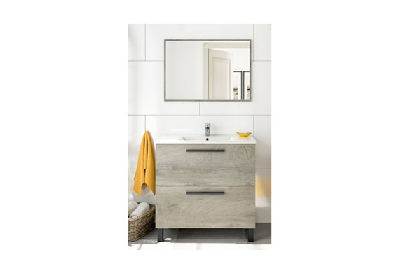 MUEBLE BAÑO 80 CM + ESPEJO ATHENA ROBLE ALASKA 80 X 80 X 45 CM 305422C 2