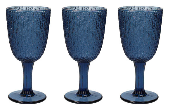 Copa vidrio color davor set 3 uds azul