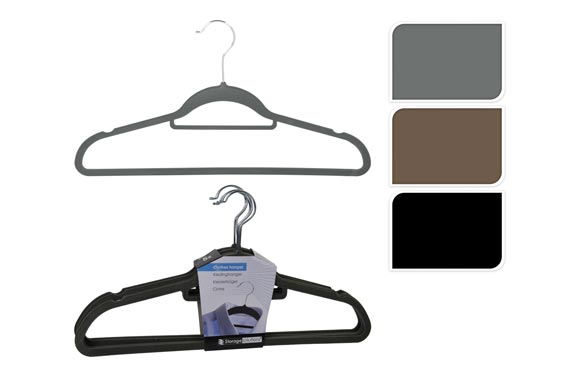 Percha plastico forrado (set 5 uni) marron/negro/gris