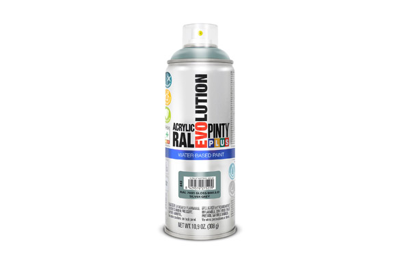 PINTURA SPRAY AL AGUA EVOLUTION WATER BASED 520 CC RAL 7001 GRIS PLATA BRILLO 843 2