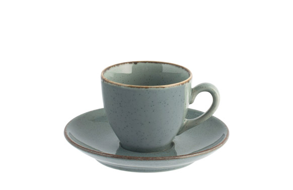 Taza porcelana pearl con plato azul 9 cl - cafe