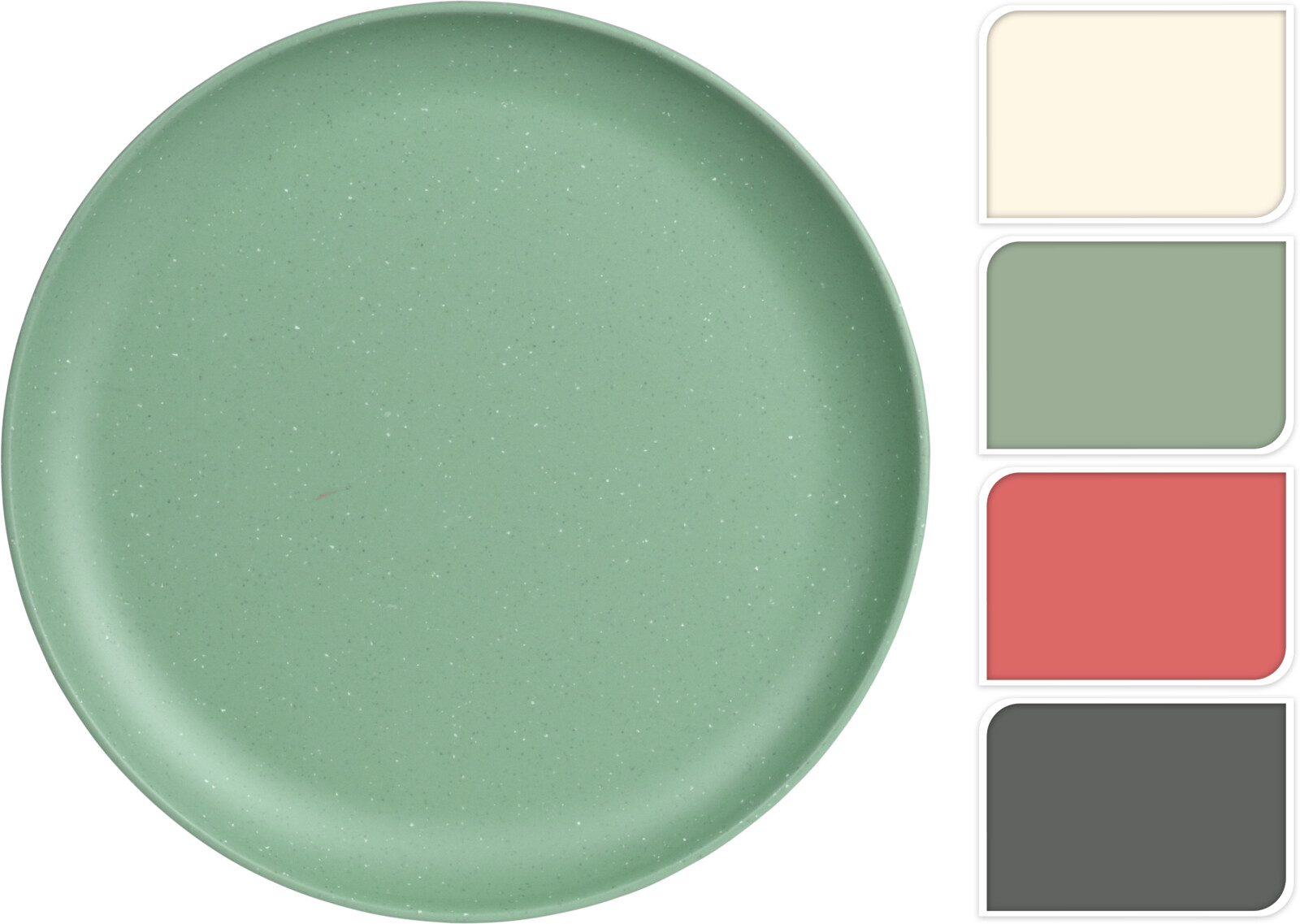 Plato melamina surtido mate gris, verde, coral y c llano 25 cm