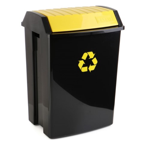 Contenedor reciclaje 50 l negro 40 x 35,5 x 57,5 cm tapa amarill