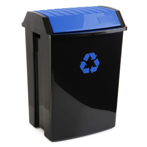 Contenedor reciclaje 50 l negro 40 x 35,5 x 57,5cm tapa azul